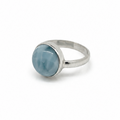 round Larimar stone silver ring