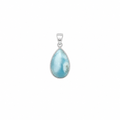Large Larimar Dew Drop Pendant in 925 sterling silver featuring a natural teardrop-shaped blue Larimar gemstone.