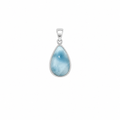 Medium Larimar Dew Drop Pendant in 925 sterling silver featuring a natural teardrop-shaped blue Larimar gemstone.