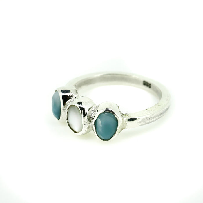 Larimar Moon Ring | Dainty Larimar Sterling Silver Ring