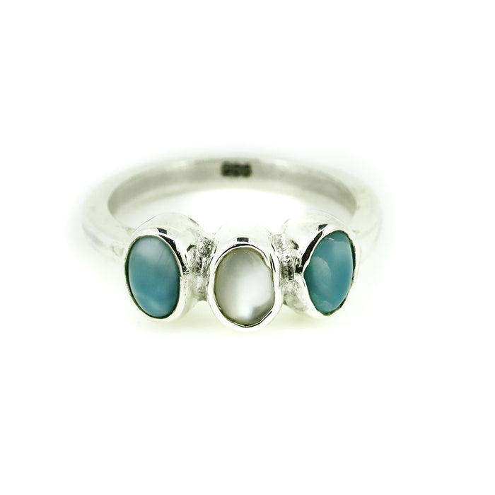 Larimar Moon Ring | Dainty Larimar Sterling Silver Ring