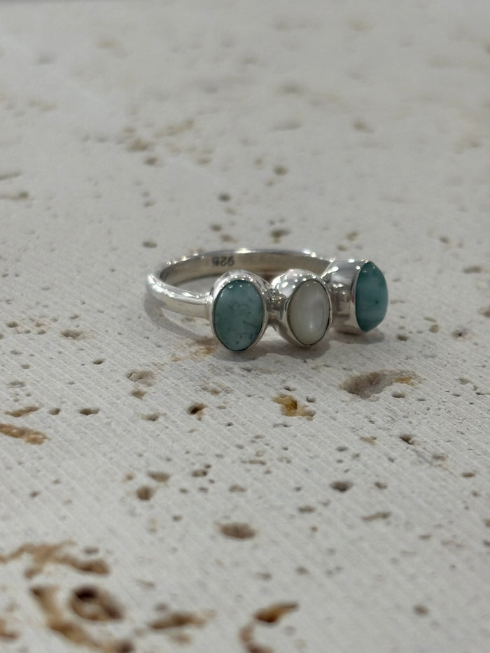 Larimar Moon Ring | Dainty Larimar Sterling Silver Ring