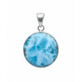 Larimar Pendant Round with 20mm blue Larimar gemstone in sterling silver by Lush Designs Australia