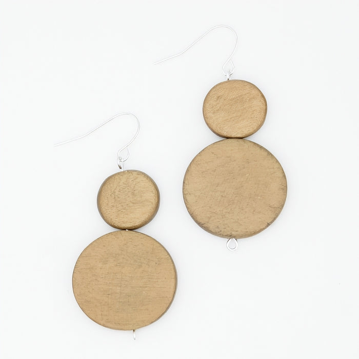Light Brown Double Bead Sarah Earrings