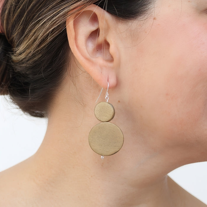 Light Brown Double Bead Sarah Earrings