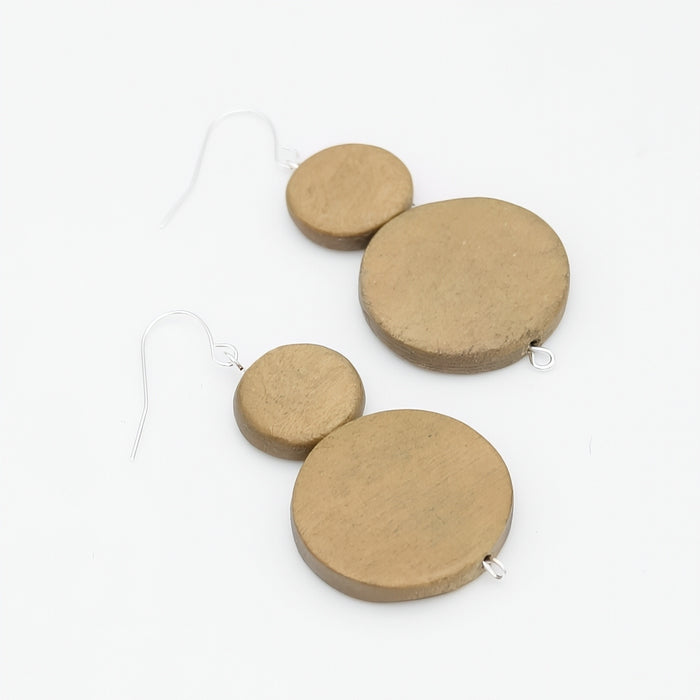 Light Brown Double Bead Sarah Earrings