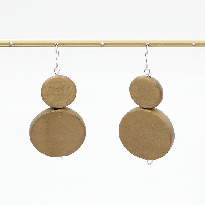 Light Brown Double Bead Sarah Earrings