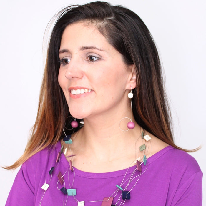 Lilac & Ivory Carlota Earrings - Sylca Designs - Chunky Jewelry