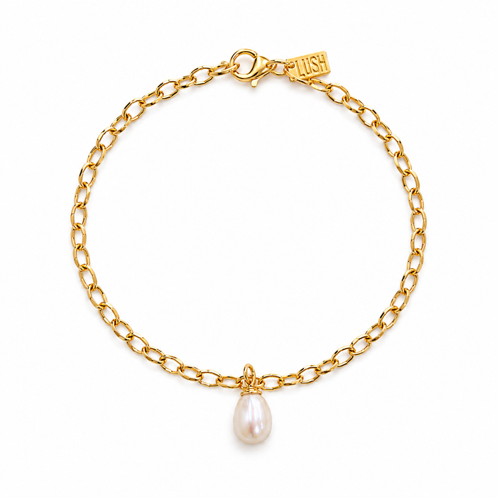 Gold vermeil pearl bracelet with single freshwater pearl drop
