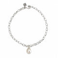 sterling silver belcher chain bracleet with a dainty freshwater pearl