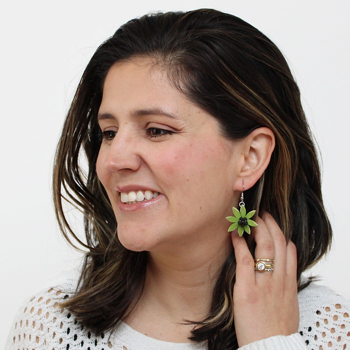 Lime Amaya Flower Earrings - Sylca Designs - Chunky Jewelry