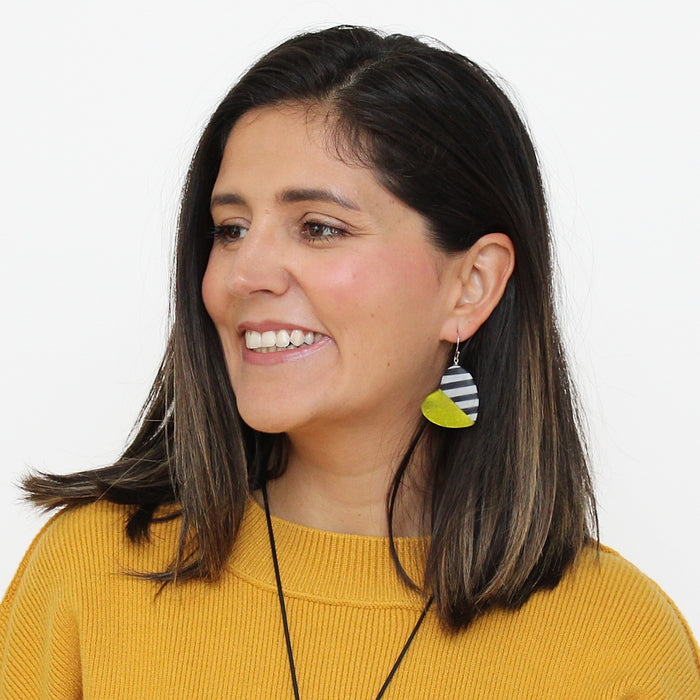 Lime and Black Anastasia Heart Earrings - Sylca Designs - Chunky Jewelry