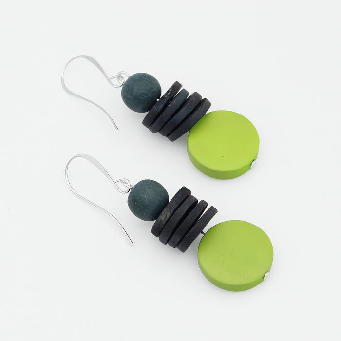 Lime and Gray Dusk Earrings