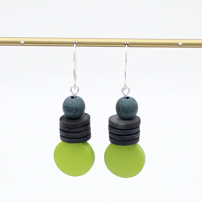 Lime and Gray Dusk Earrings