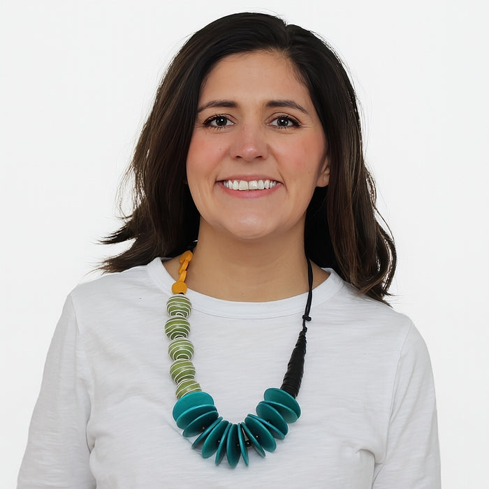 Lime and Turquoise Chunky Nylah Necklace - Sylca Designs - Chunky Jewelry