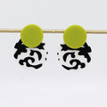 Lime, Black and White Lola Statement Earrings - Sylca Designs - Artsy Chunky Jewelry