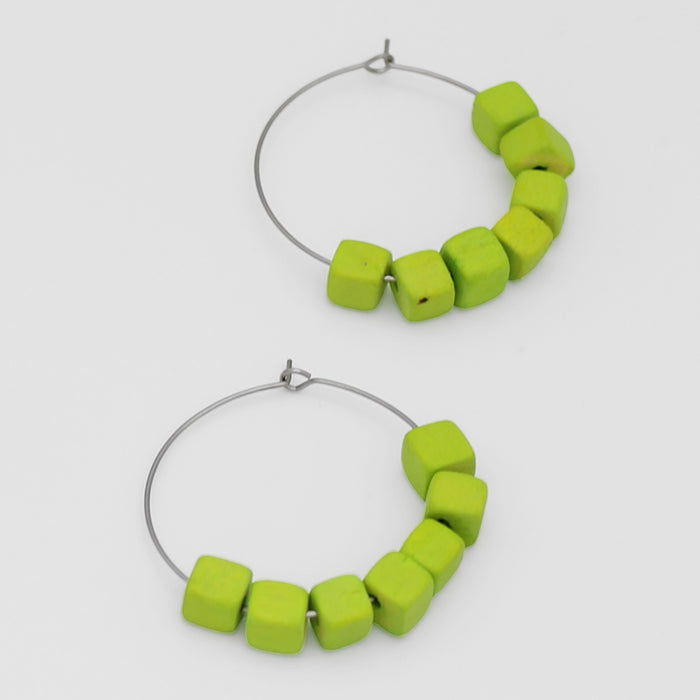 Lime Cubist Hoop Earring - Sylca Designs - Chunky Jewelry