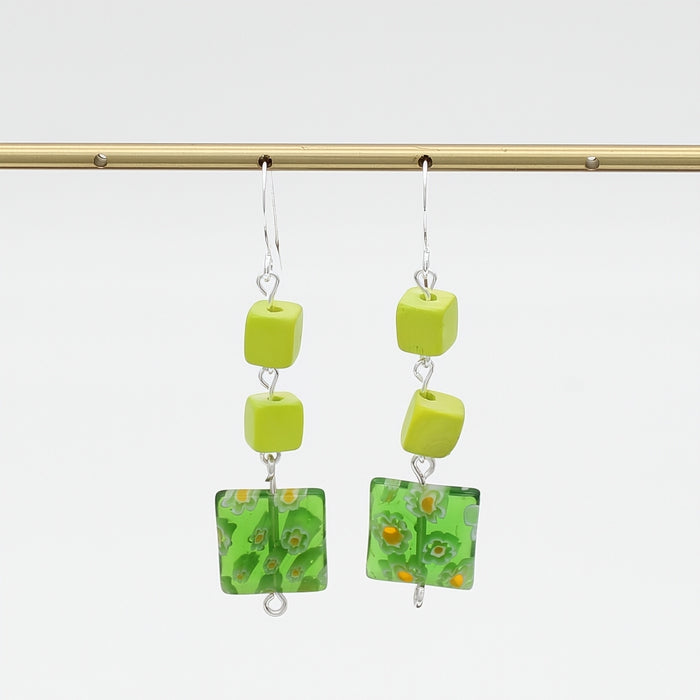 Lime Floral Drop Earring