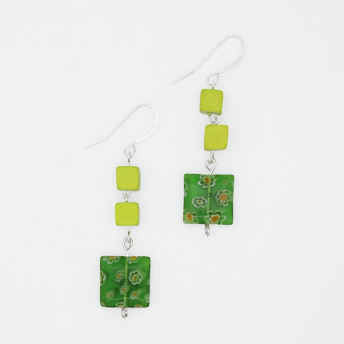 Lime Floral Drop Earring