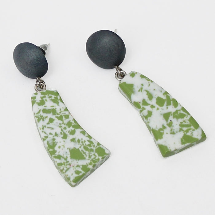 Lime Geometric Granite Earrings - Sylca Designs - Chunky Jewelry