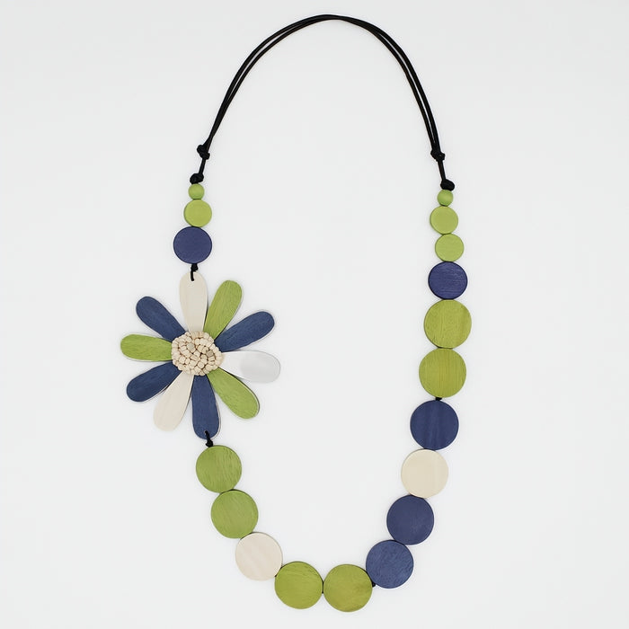Lime Green Dahlia Statement Necklace - Sylca Designs - Chunky Jewelry