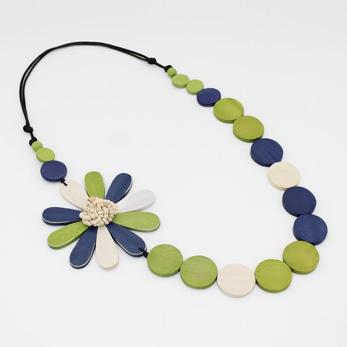 Lime Green Dahlia Statement Necklace - Sylca Designs - Chunky Jewelry