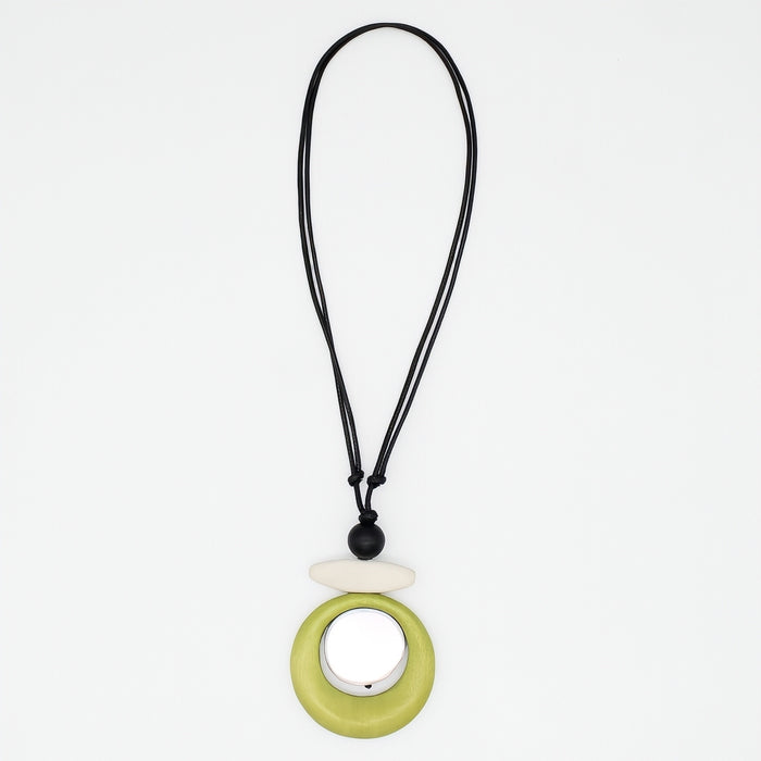 Lime Luna Eclipse Wooden Pendant Necklace