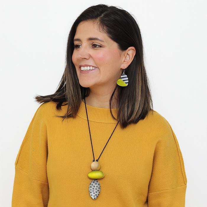 Lime Midori Polka Dot Statement Pendant - Sylca Designs - Chunky Jewelry