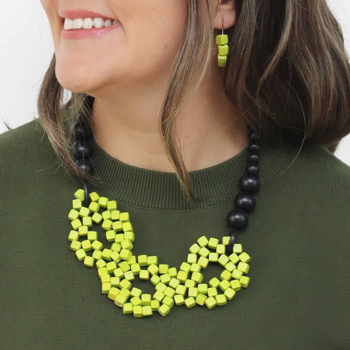 Lime Mosaic Statement Necklace