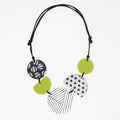 Necklace with geometric pendant on a white background