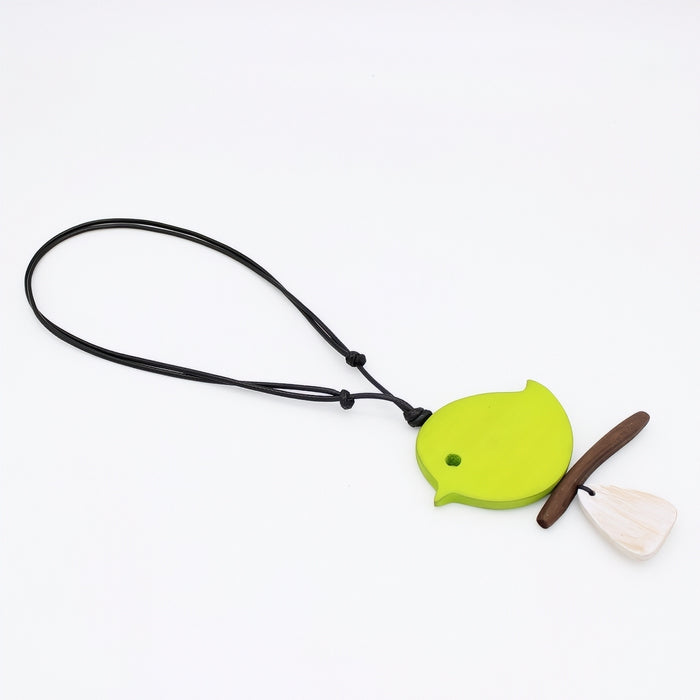 Lime Robin On A Branch Necklace