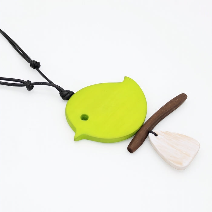 Lime Robin On A Branch Necklace
