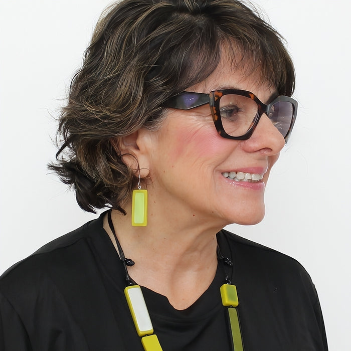 Lime Sloan Rectangular Earrings - Sylca Designs - Chunky Jewelry