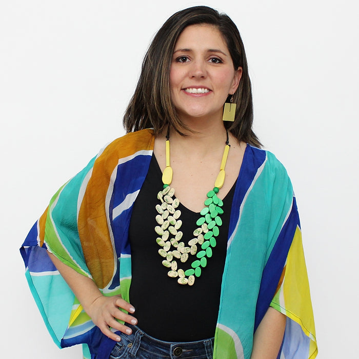 Lime Speckled Bead Necklace - Sylca Designs - Chunky Jewelry