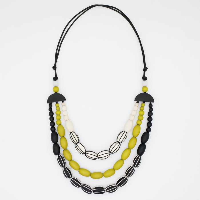 Lime Tenley Wrapped Bead Necklace - Sylca Designs - Chunky Jewelry