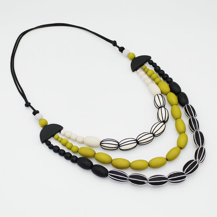 Lime Tenley Wrapped Bead Necklace - Sylca Designs - Chunky Jewelry