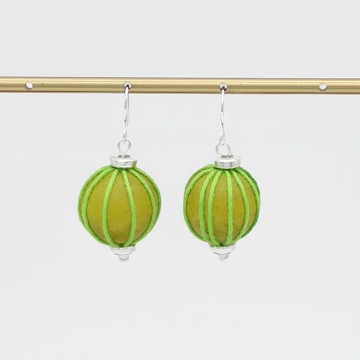 Lime Thread Wrapped Earring - Sylca Designs - Chunky Jewelry