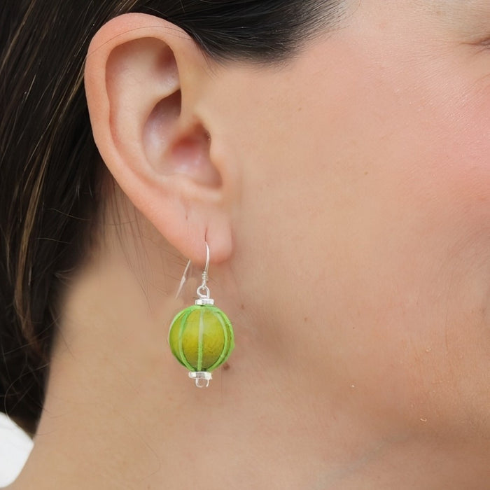 Lime Thread Wrapped Earring - Sylca Designs - Chunky Jewelry
