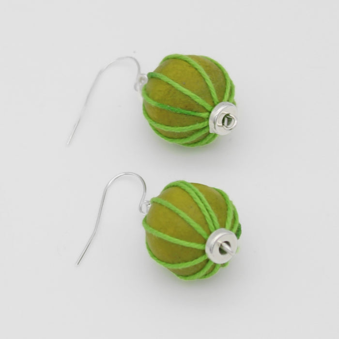 Lime Thread Wrapped Earring - Sylca Designs - Chunky Jewelry