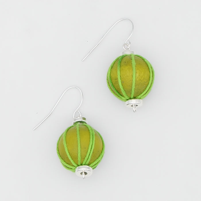 Lime Thread Wrapped Earring - Sylca Designs - Chunky Jewelry