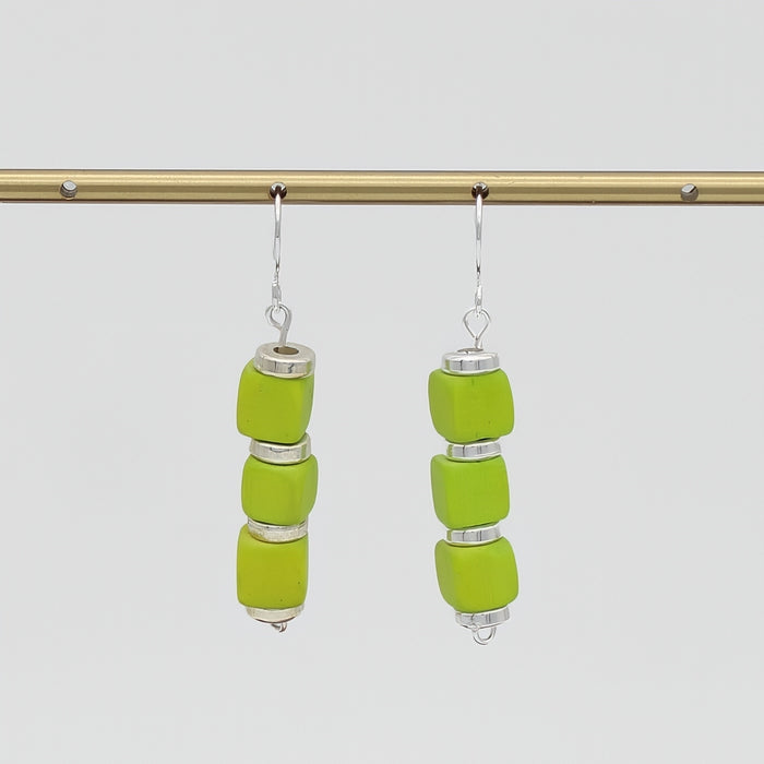 Lime Zuba Cube Earring - Sylca Designs - Chunky Jewelry