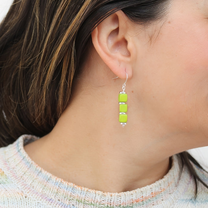 Lime Zuba Cube Earring - Sylca Designs - Chunky Jewelry
