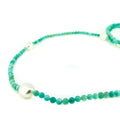 Long Amazonite gemstone necklace interspersed with freshwater pearls designed in australia