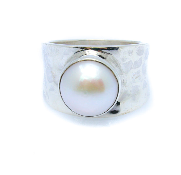 silver pearl ring
