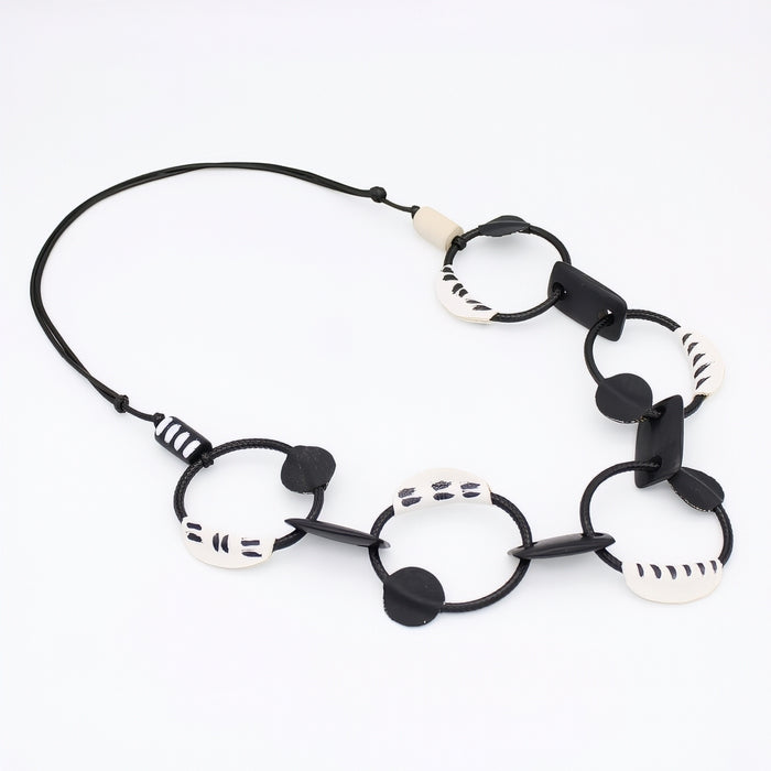 Luisa Black Leather Link Necklace