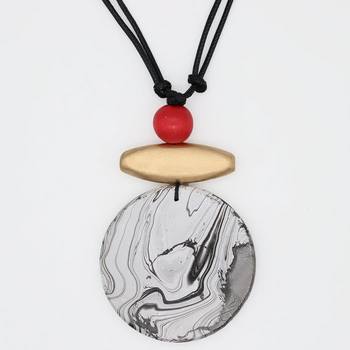 Luna Marbled Wood Pendant Necklace