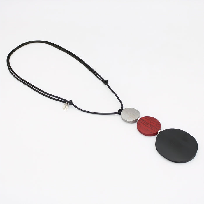 Luna Noir Triple Bead Pendant Necklace