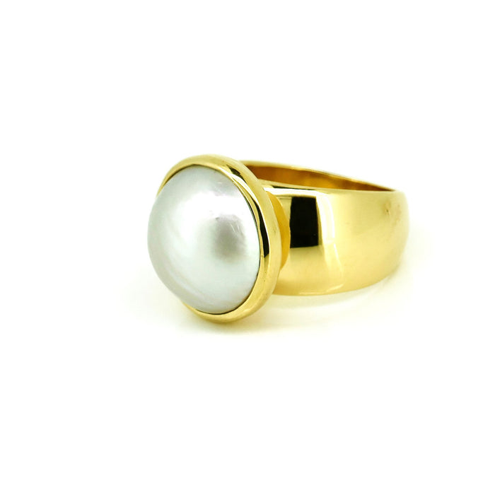 Mabe Pearl Ring Gold crafted in gold vermeil over 925 sterling silver with genuine Mabe pearl