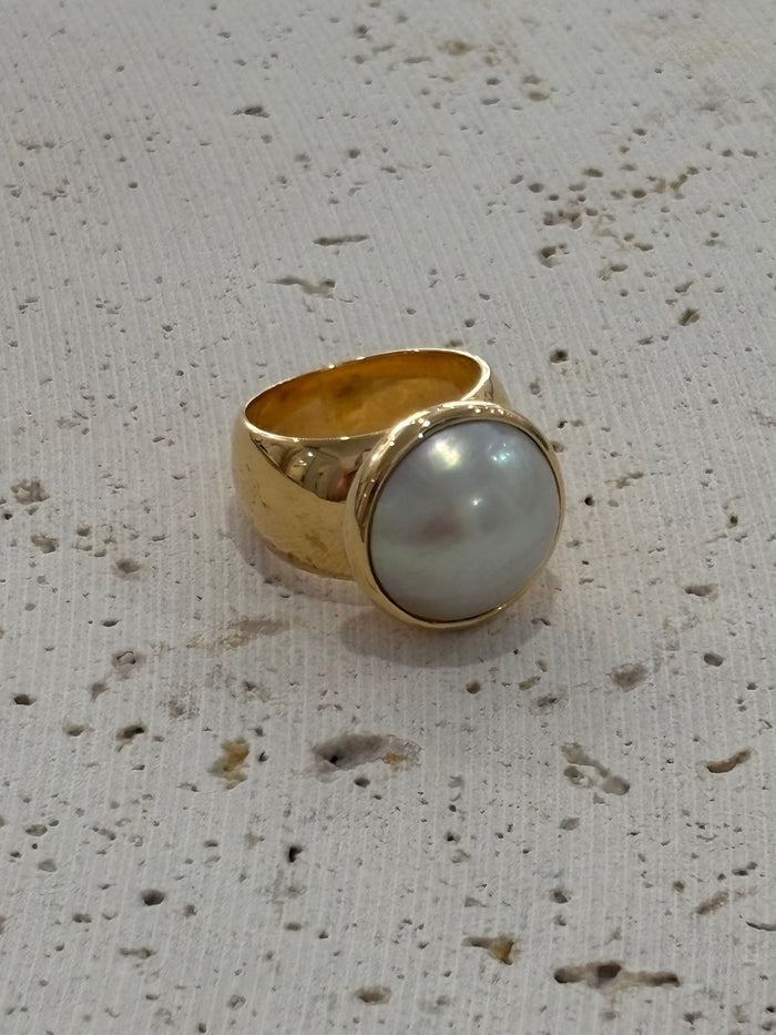 Mabe Pearl Ring Gold | Gold Vermeil Pearl Statement Ring Australia