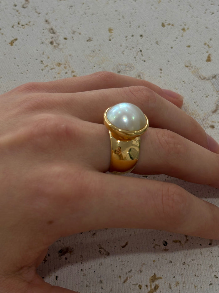 Mabe Pearl Ring Gold | Gold Vermeil Pearl Statement Ring Australia